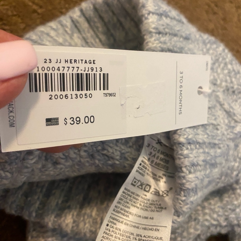 Janie & Jack gray cable knit unisex winter leggings new size 3-6 months - Picture 6 of 10